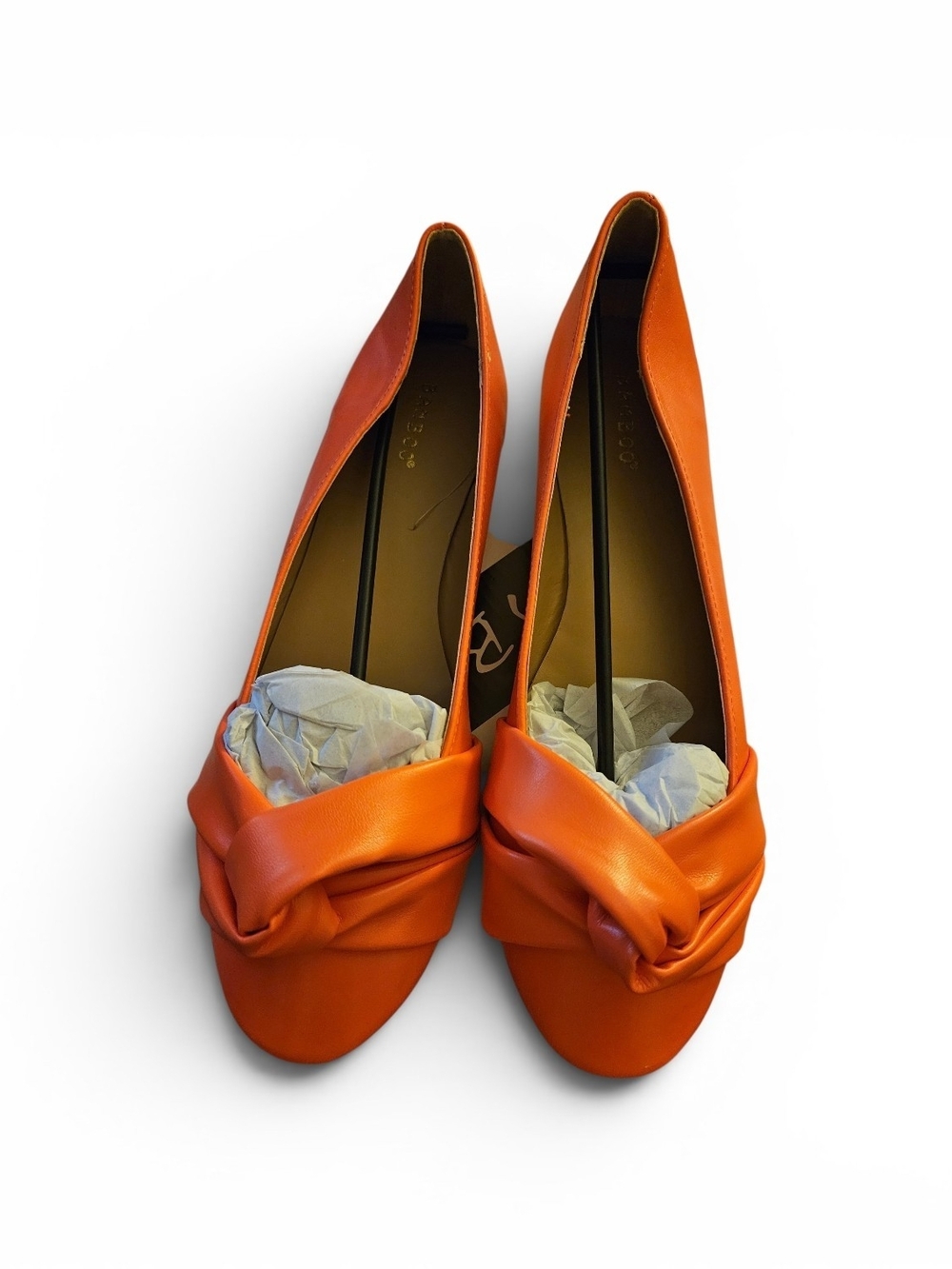 BAMBOO Orange Knot-Detail Women's Ballet Flats